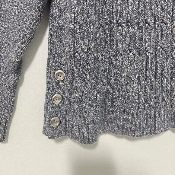 Talbots Chunky Cable Knit Sweater Womens Size XLp Petite Gray Cotton Fisherman - Picture 3 of 12